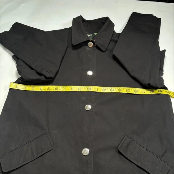 JONES NEW YORK SIGNATURE Reversible Black Floral Rose Rain Coat •Size SP - Picture 7 of 11